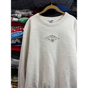 Vintage Gildan Breckenridge Embroidered Sweatshirt Cream Mens XL Mountain 6394